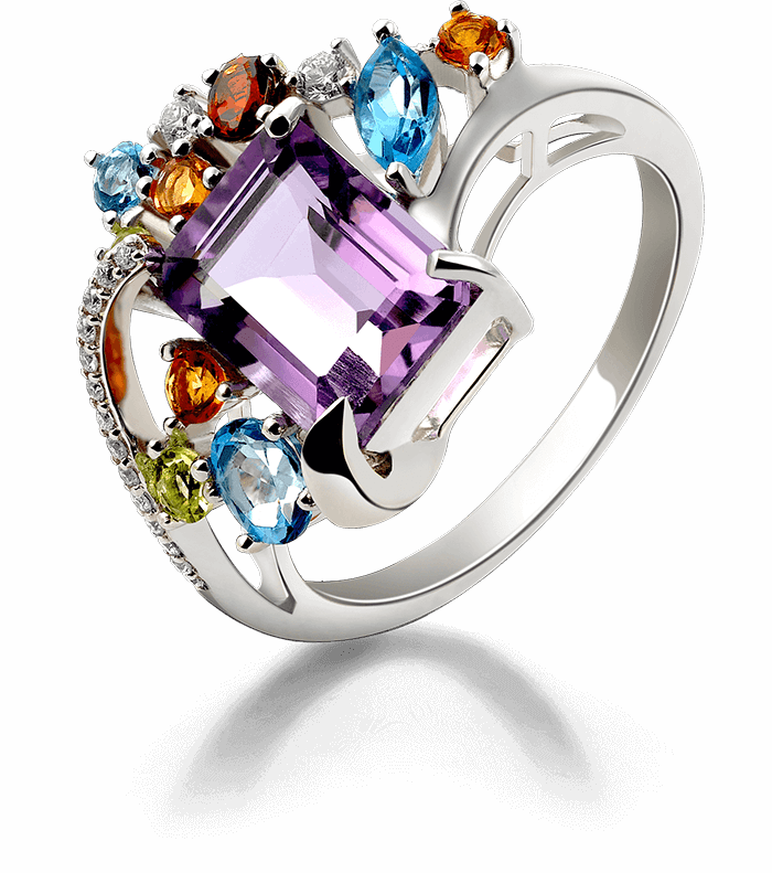 Amethyst, Aquamarine and Topaz Gemstone Ring at Manila's Gem Lab